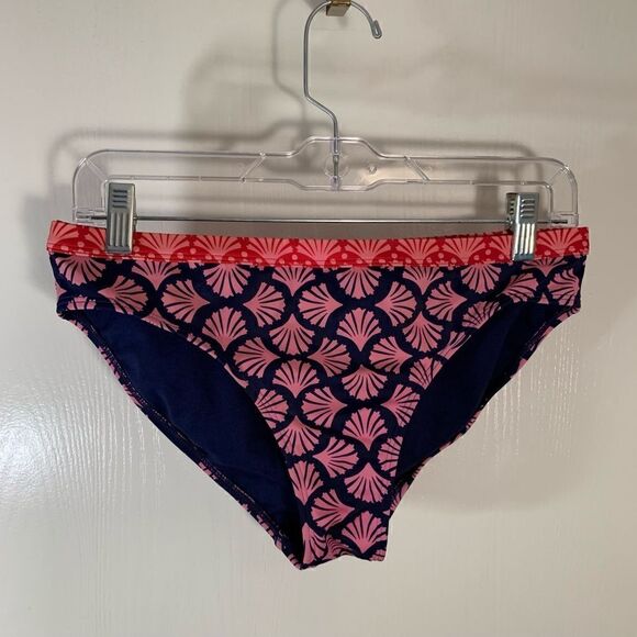 Boden EUC navy blue/pink seashell print bikini bottoms Size 8 - Picture 1 of 5